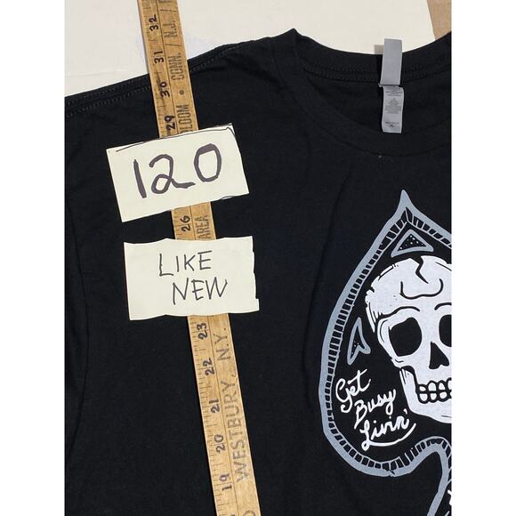 Cheatin Death T-Shirt Size XL Black Skull Spade Graphic Tee Streetwear Style - Picture 3 of 6